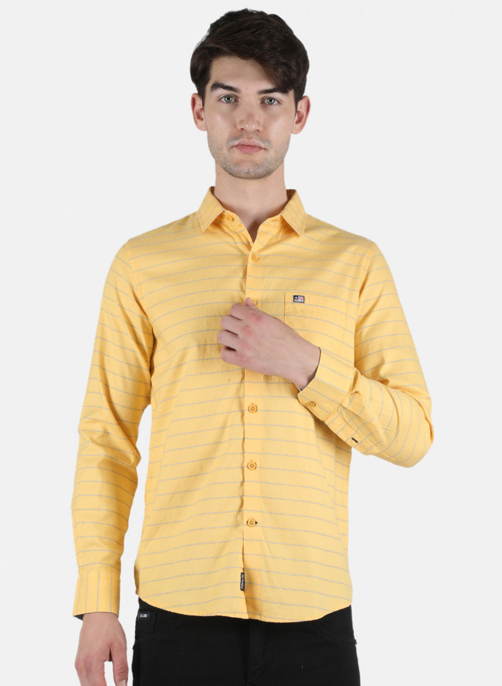 Men Yellow Stripe Shirt