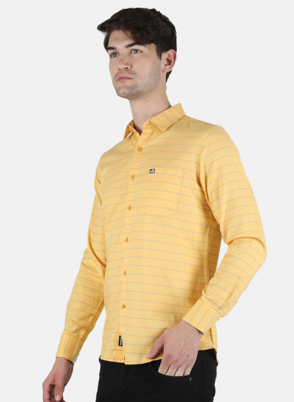 Men Yellow Stripe Shirt