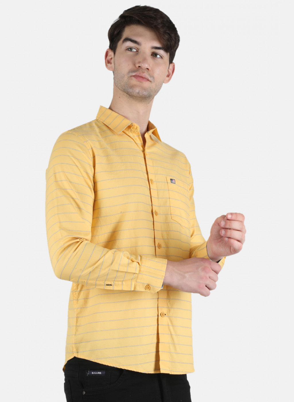 Men Yellow Stripe Shirt