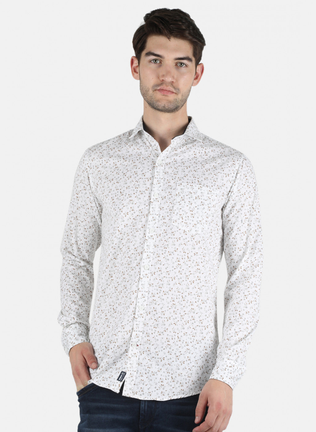 Men White Printed Shirt