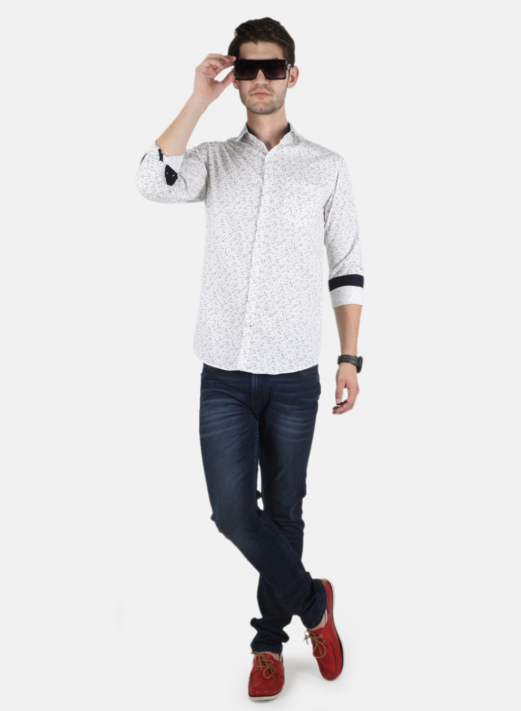 Men White Printed Shirt