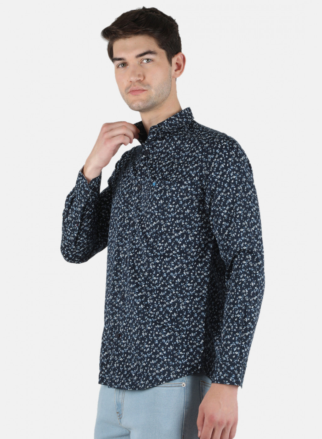 Men NAvy Blue Printed Shirt