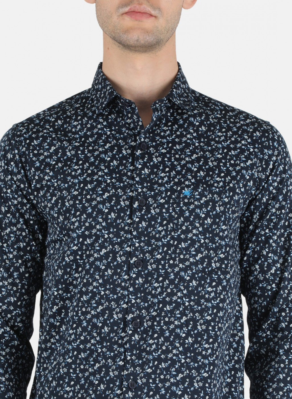 Men NAvy Blue Printed Shirt