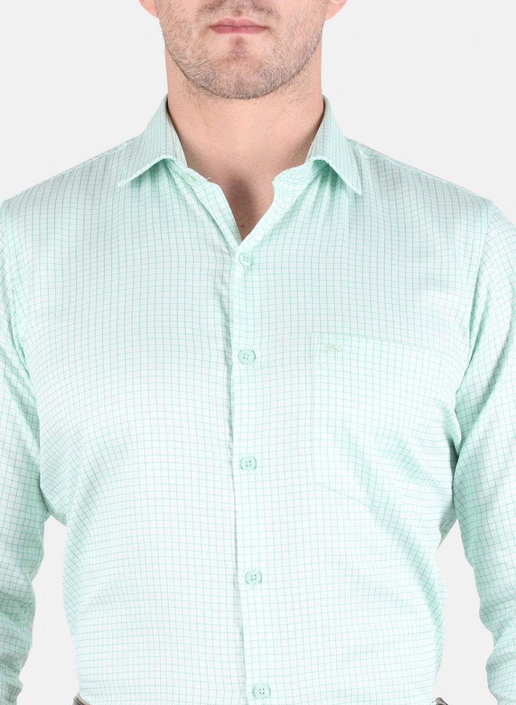 Men Green Check Shirt