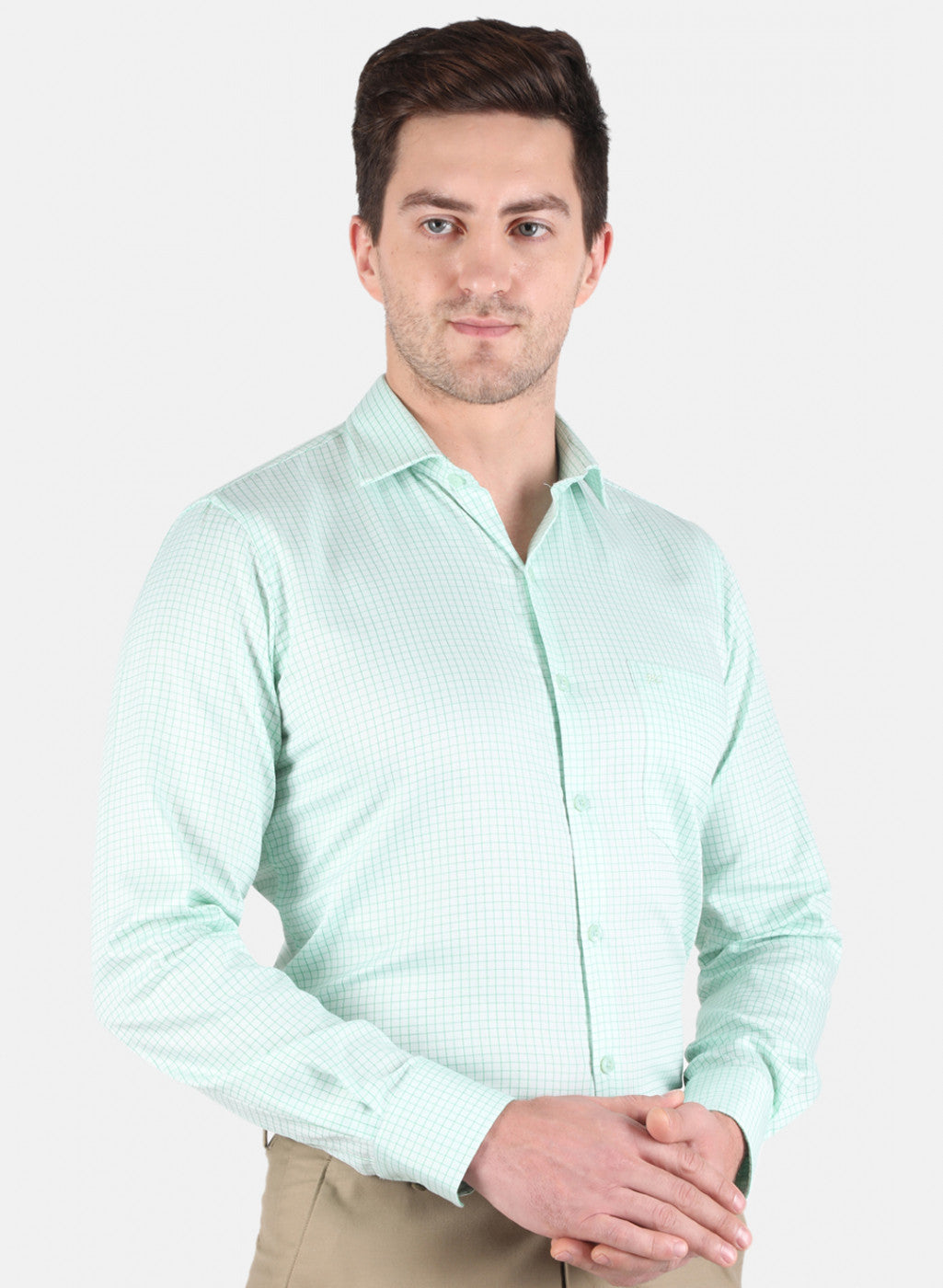 Men Green Check Shirt