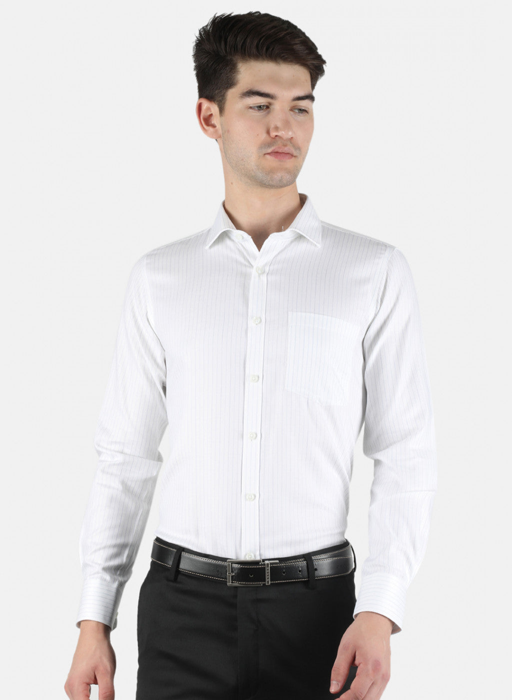 Men White Stripe Shirt