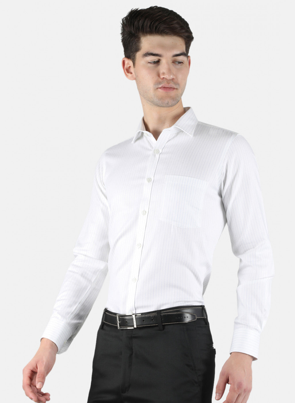Men White Stripe Shirt
