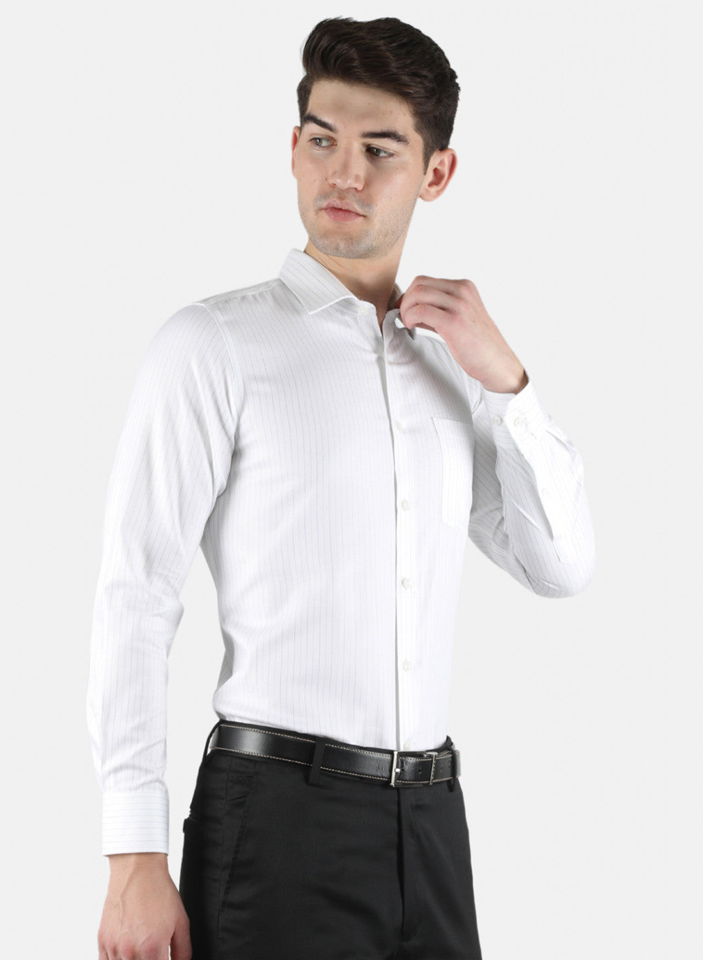 Men White Stripe Shirt