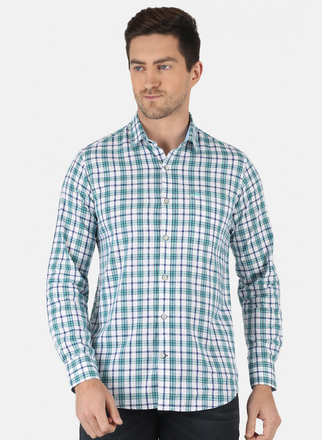 Men Green Check Shirt