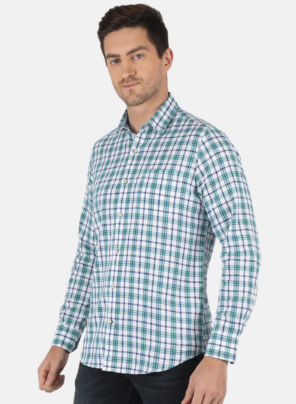 Men Green Check Shirt