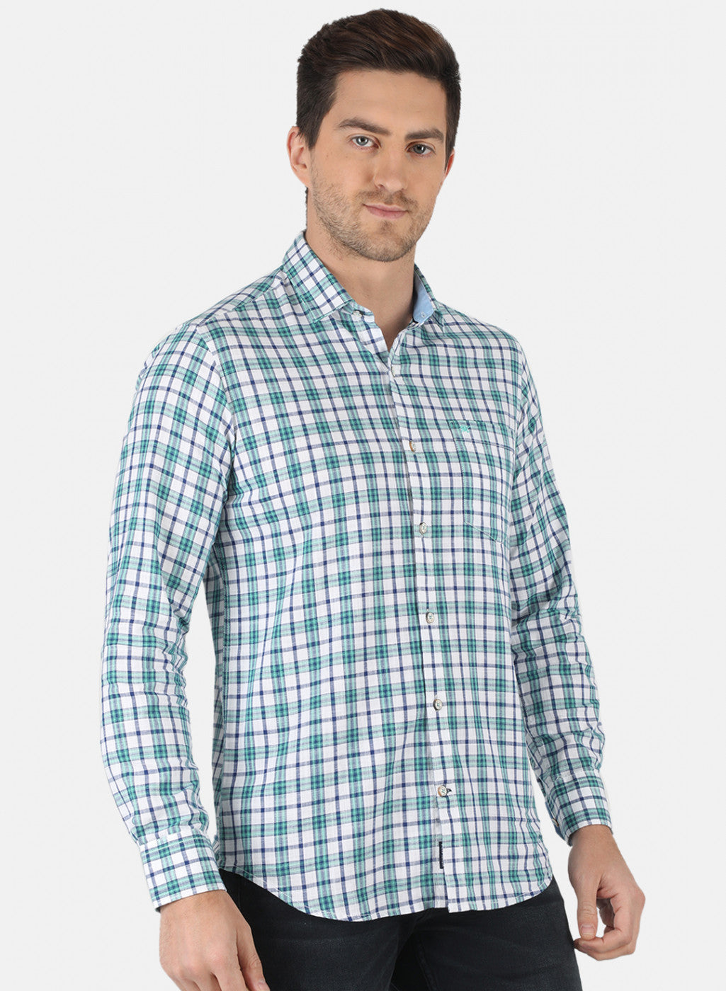 Men Green Check Shirt