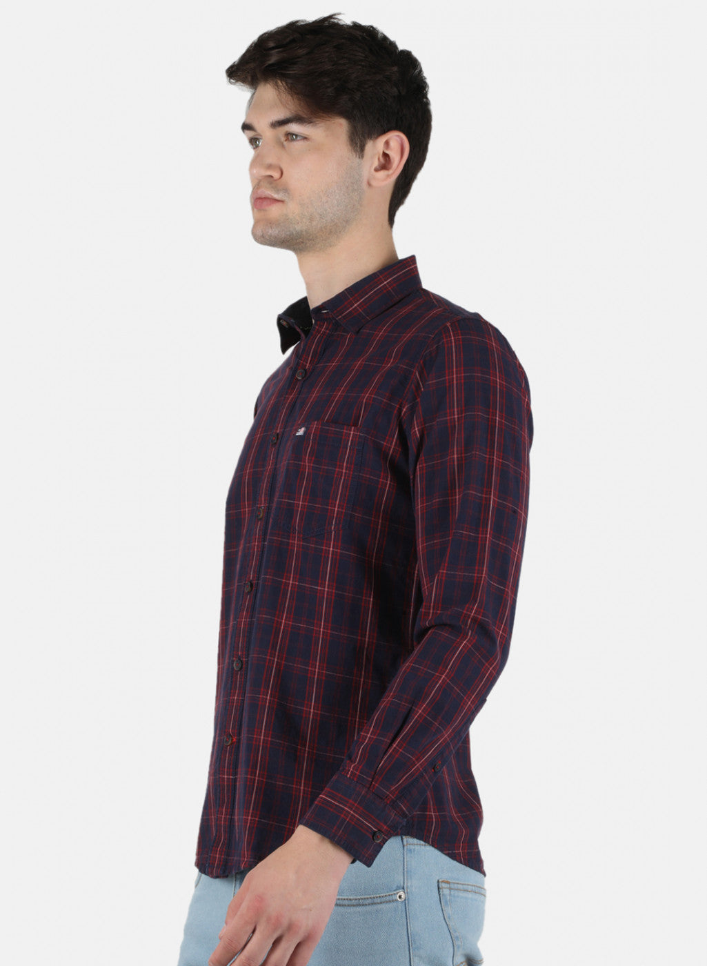 Men Maroon Check Shirt