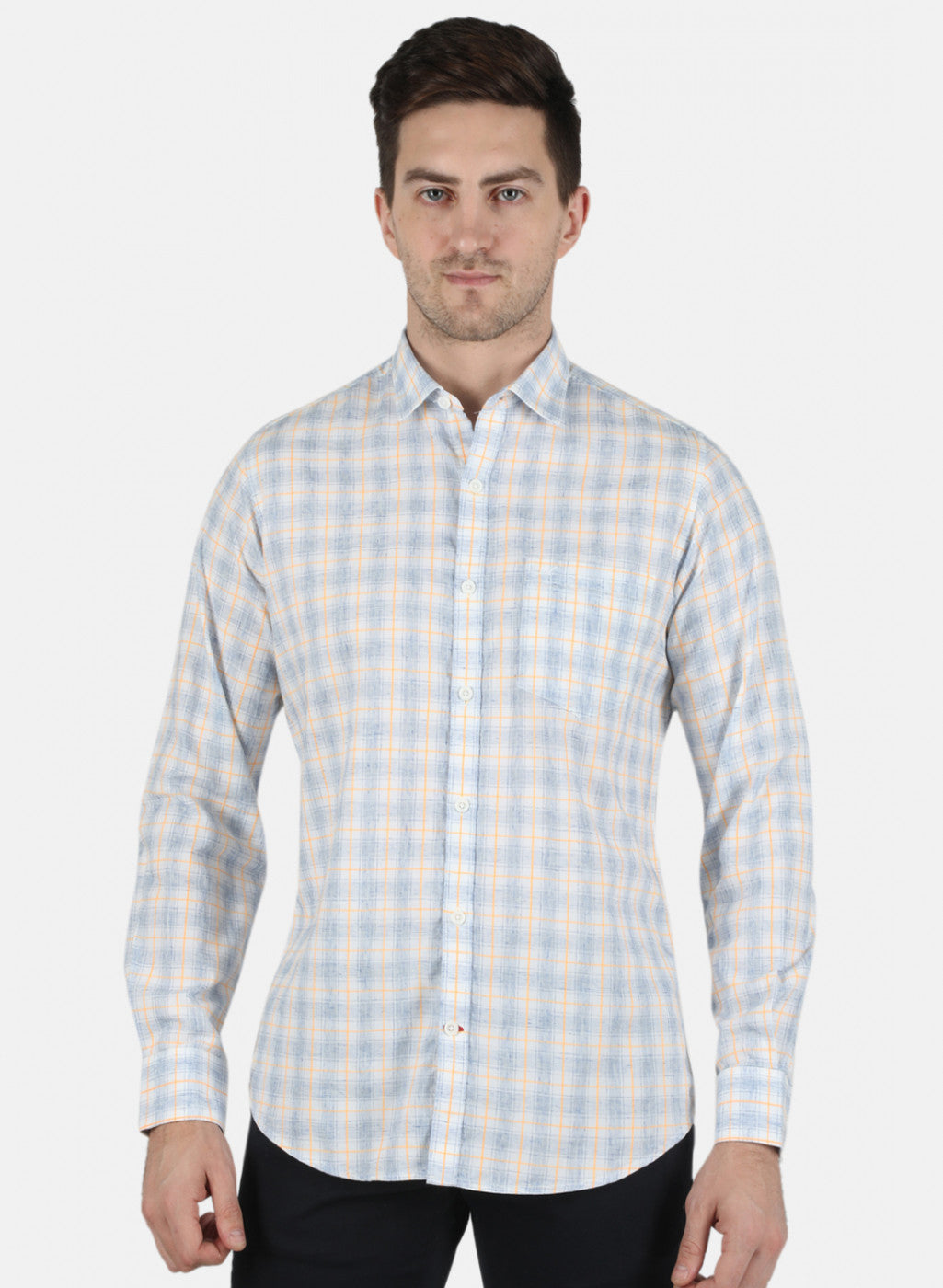 Men Blue Check Shirt
