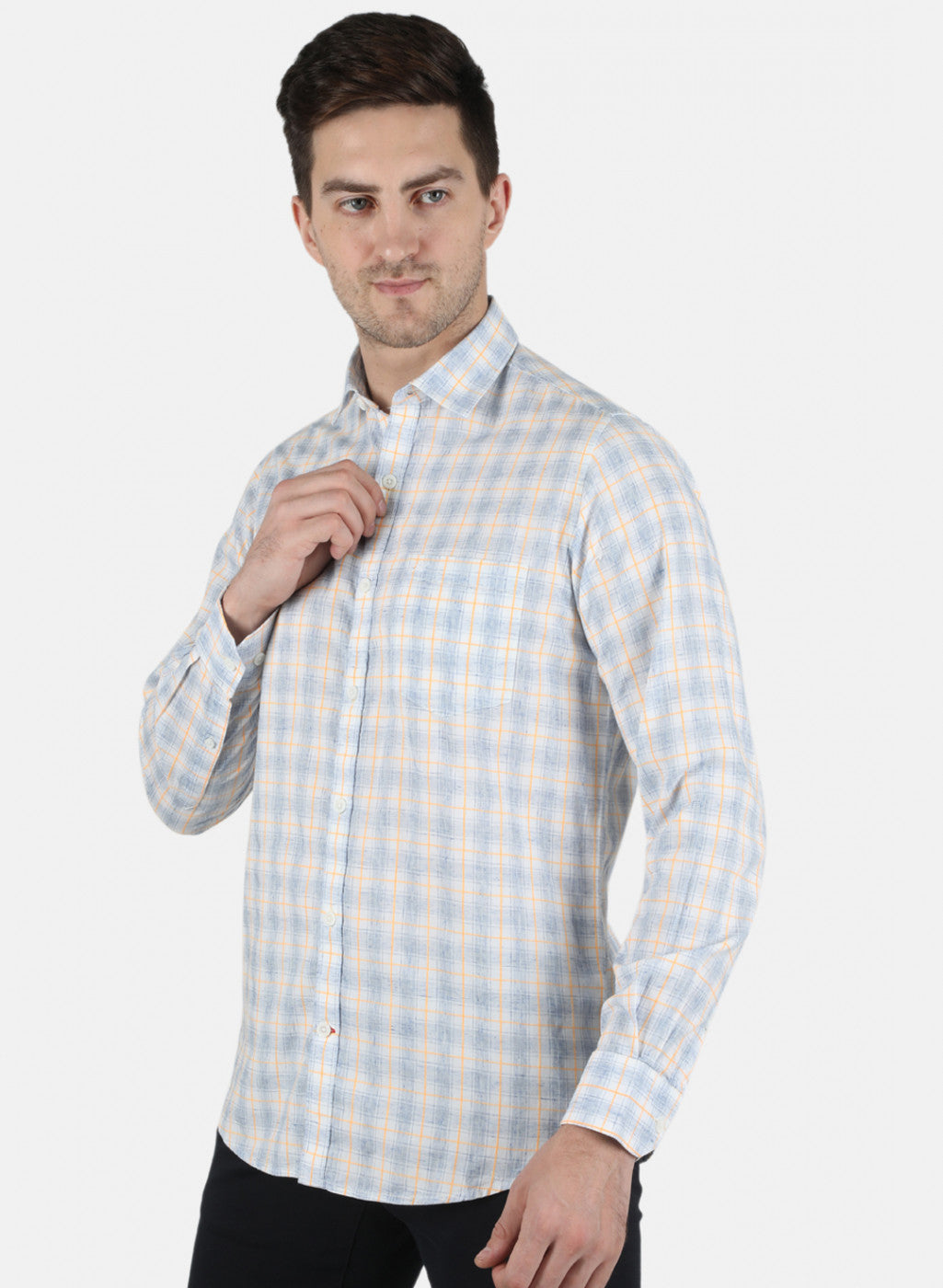 Men Blue Check Shirt