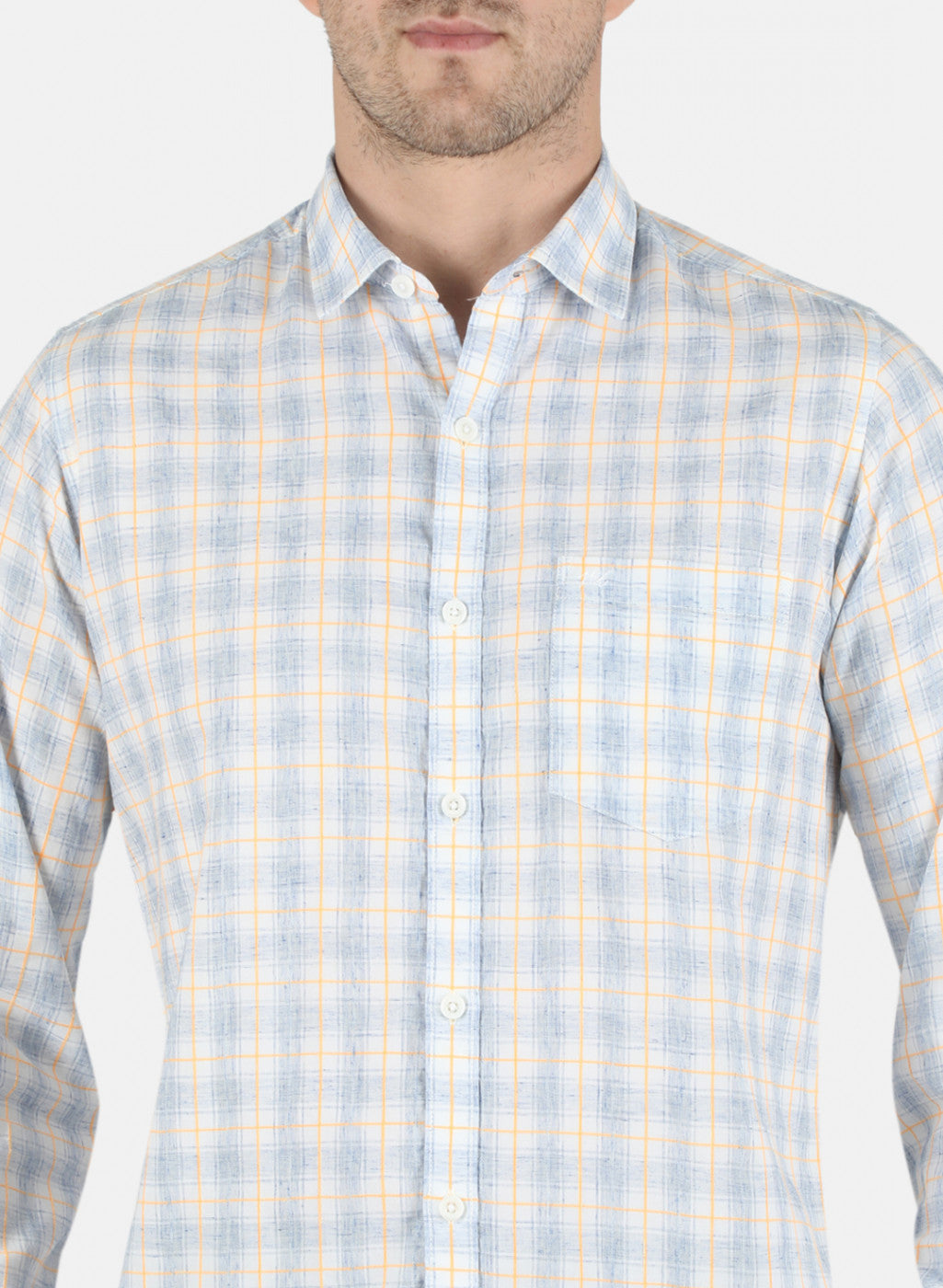 Men Blue Check Shirt