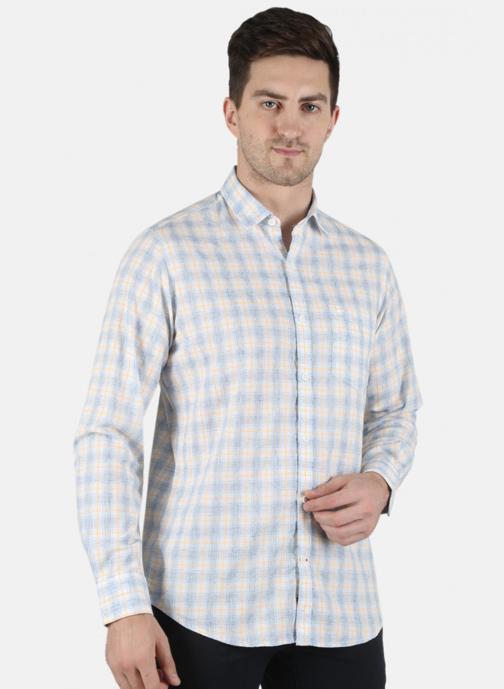 Men Blue Check Shirt