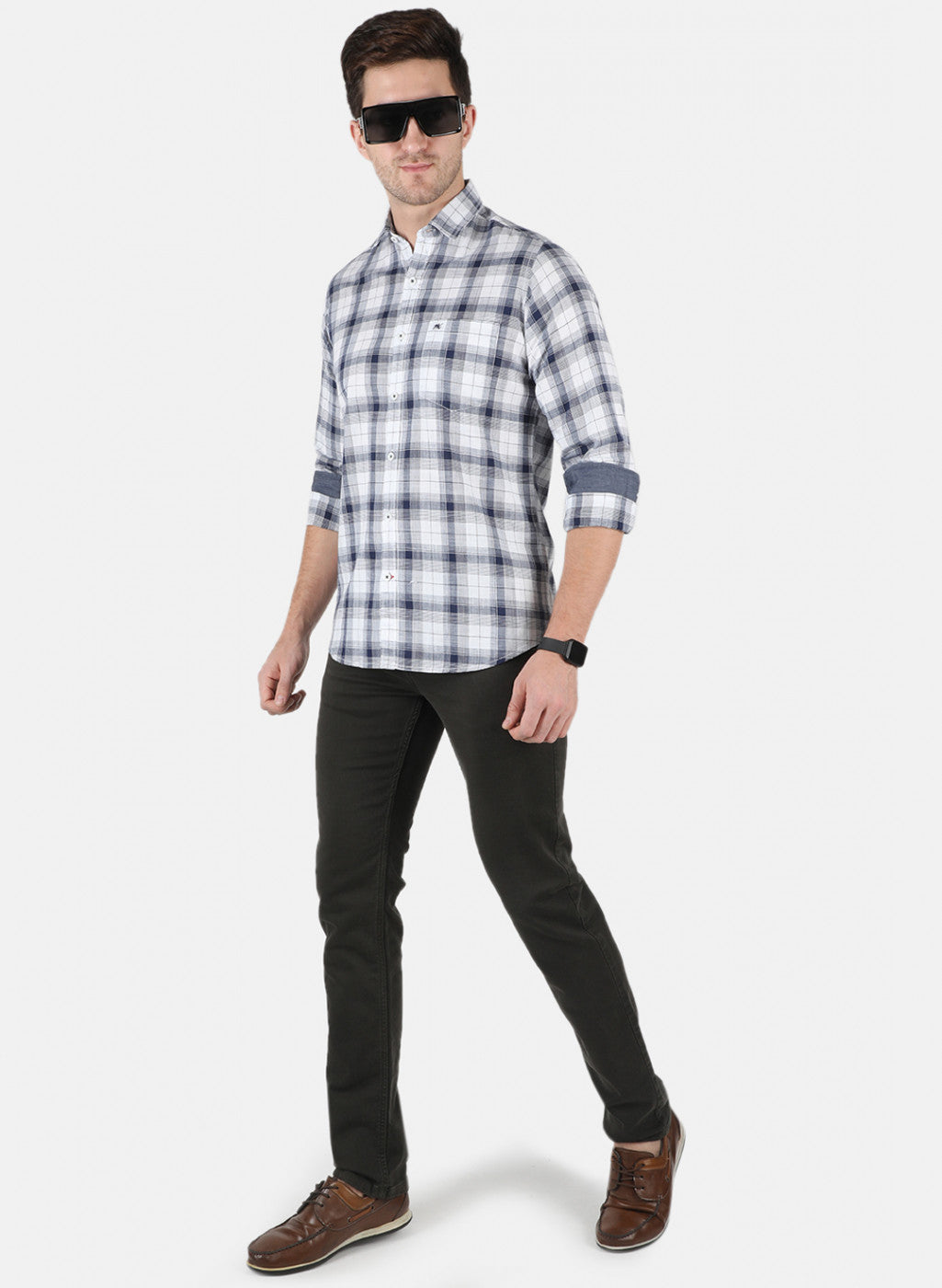 Men Grey Check Shirt