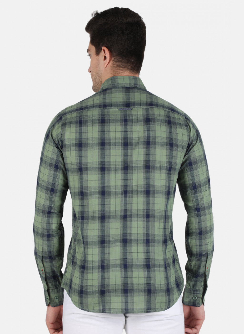 Men Olive Check Shirt