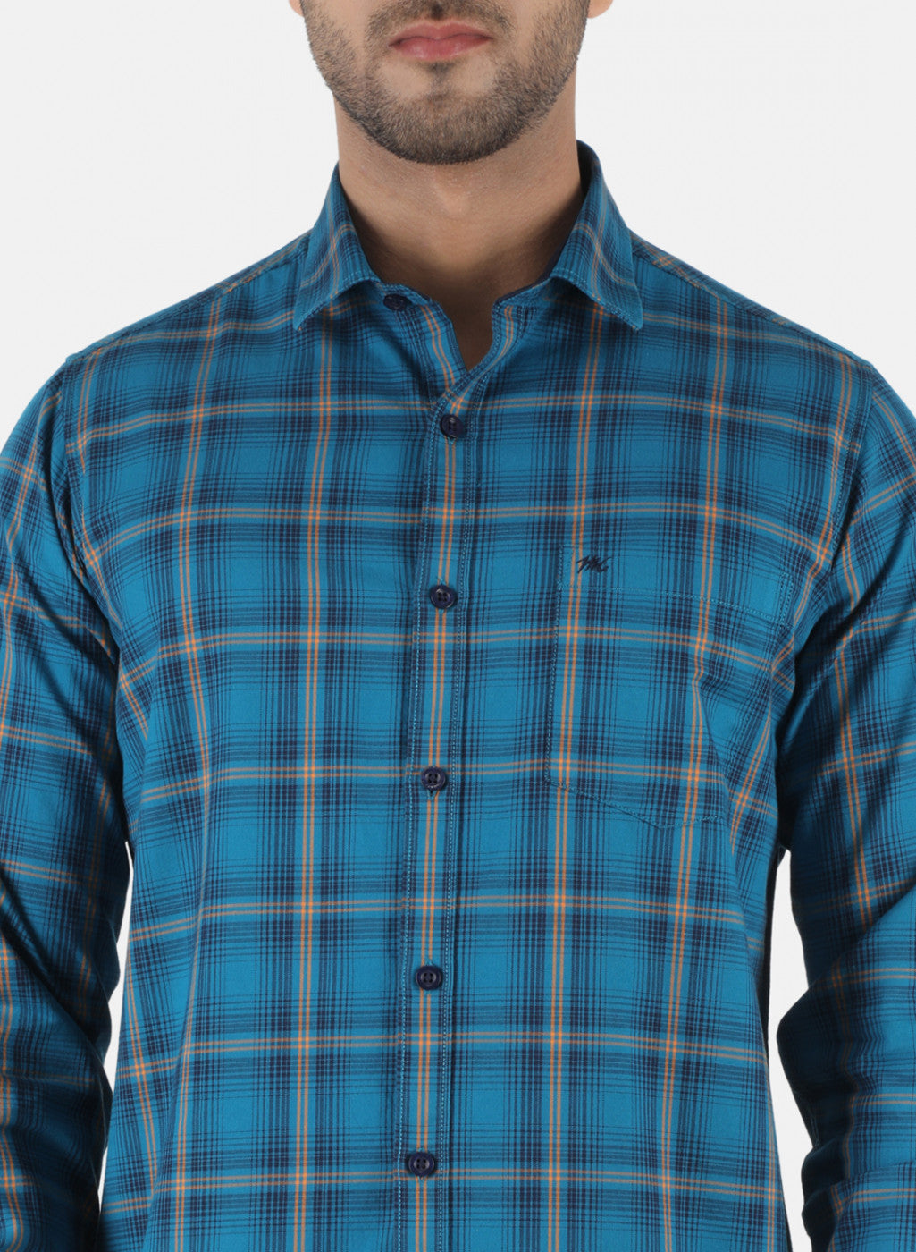 Men Blue Check Shirt