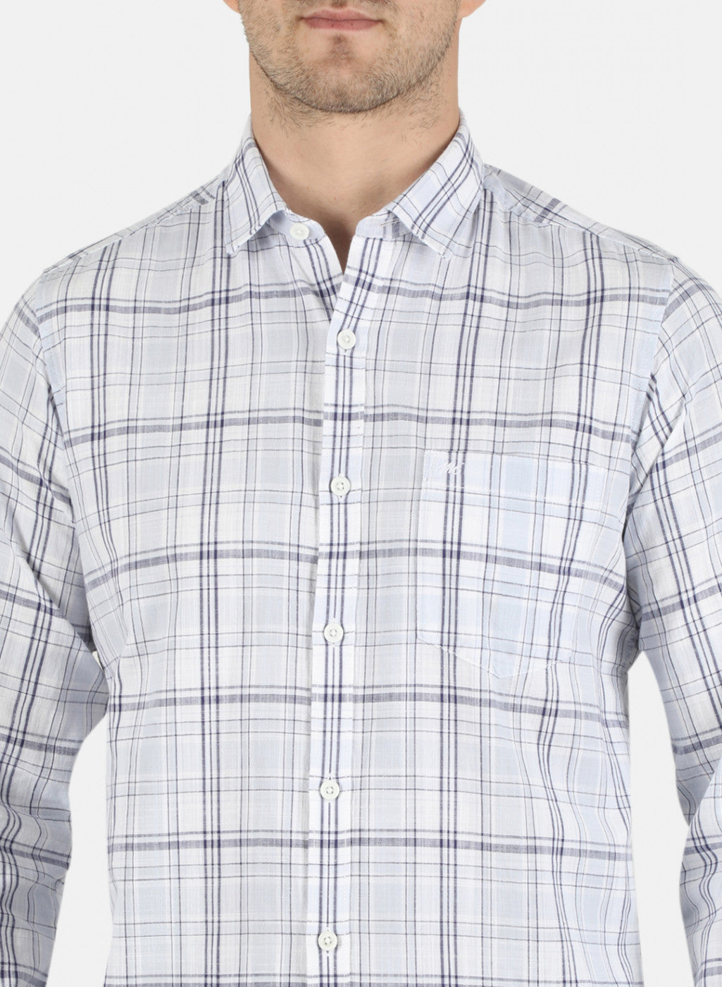 Men Blue Check Shirt