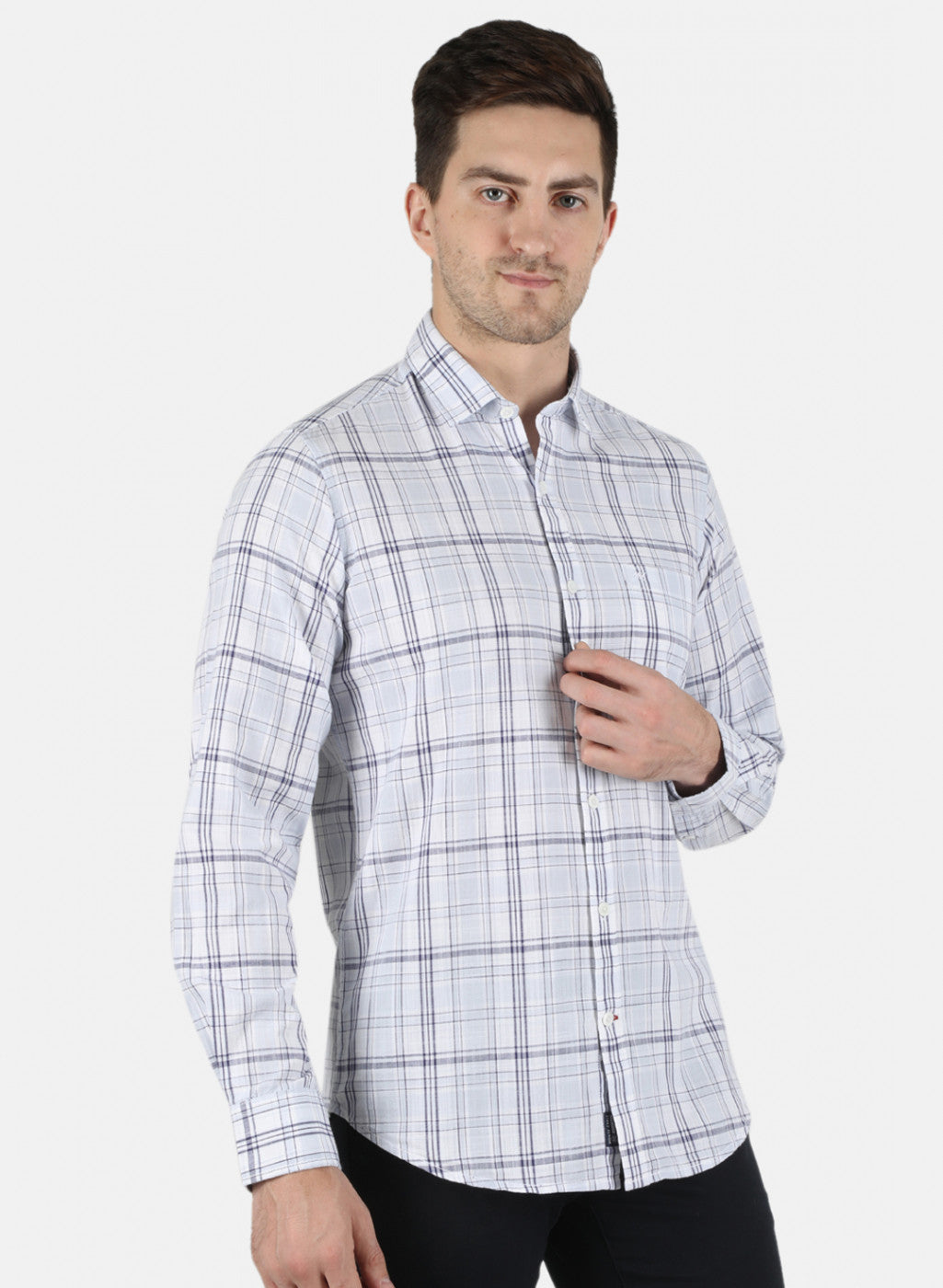 Men Blue Check Shirt