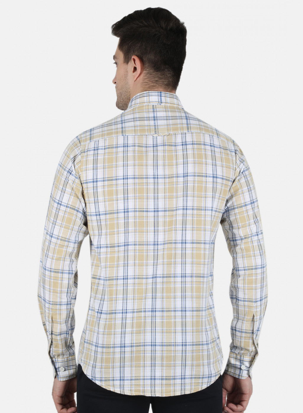 Men Beige Check Shirt