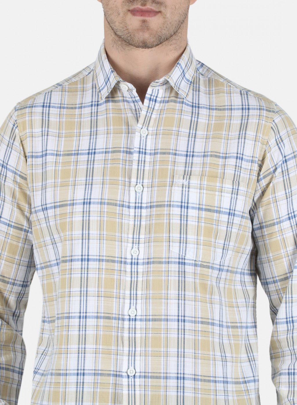 Men Beige Check Shirt