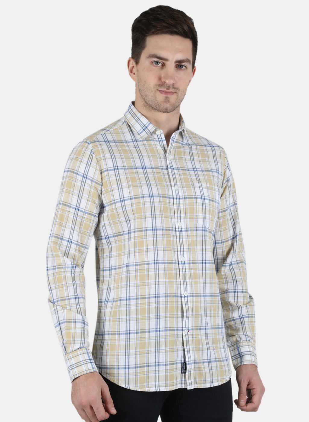 Men Beige Check Shirt