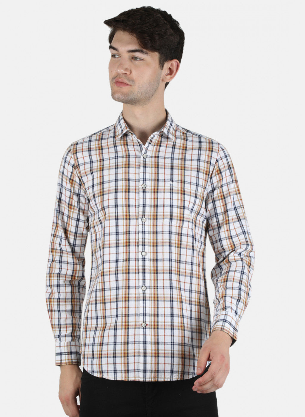 Men Beige Check Shirt