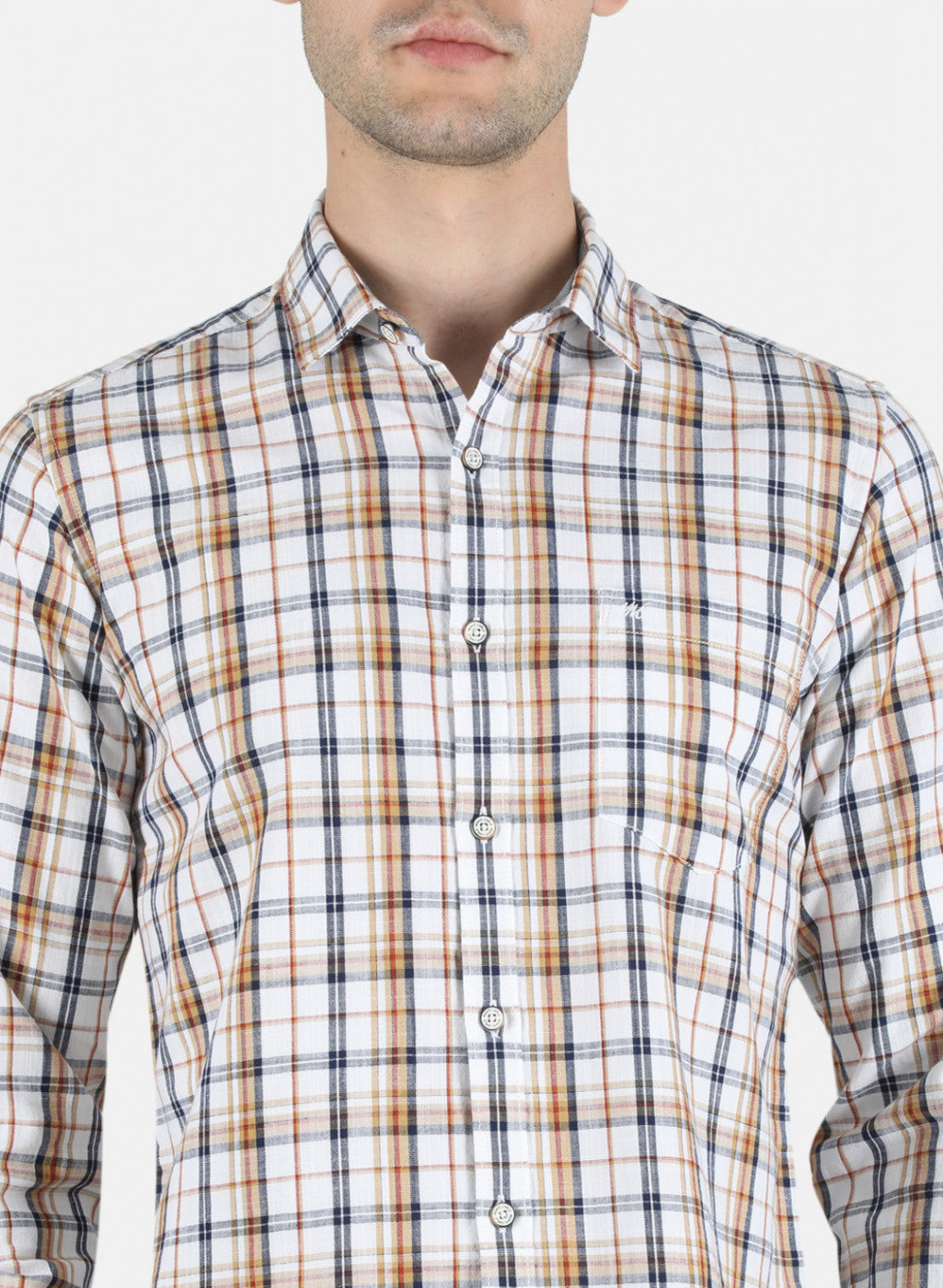Men Beige Check Shirt