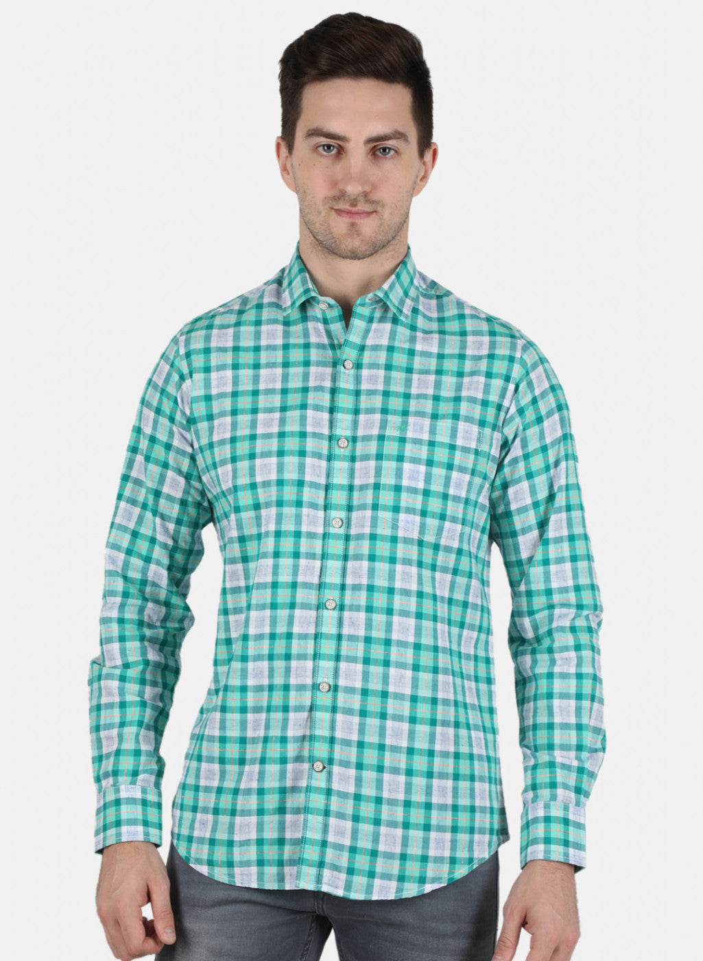 Men Green Check Shirt