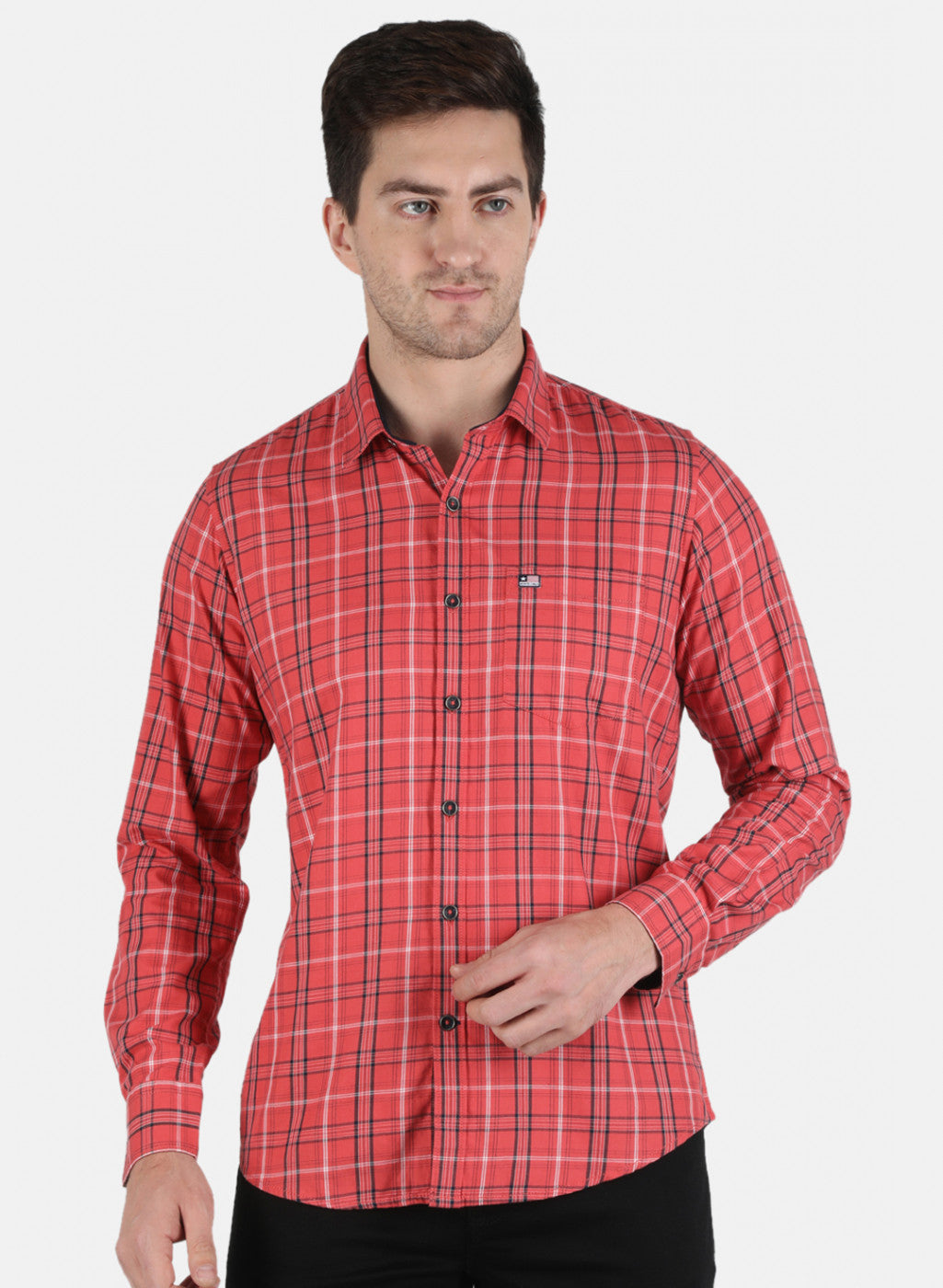 Men Red Check Shirt
