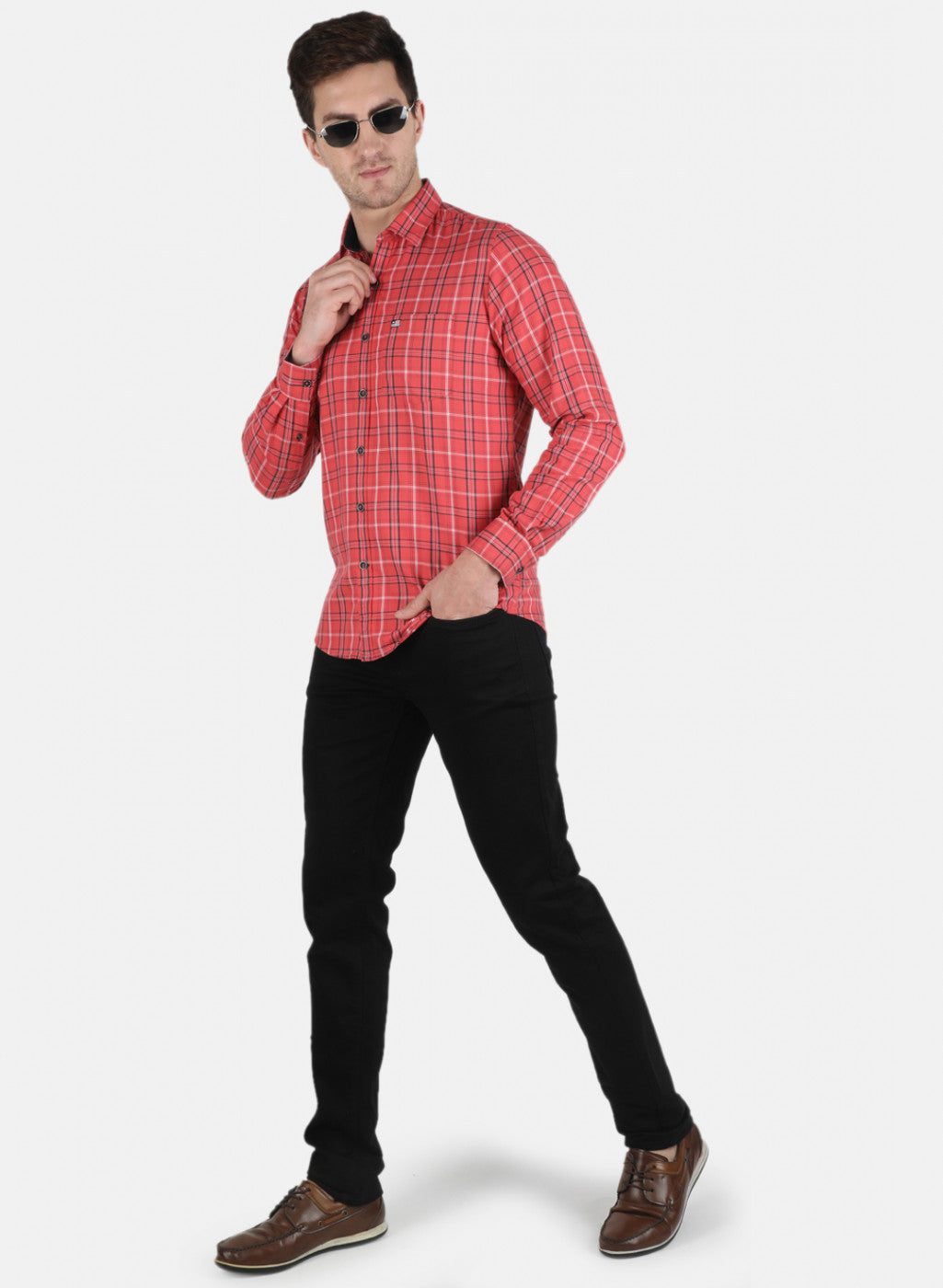 Men Red Check Shirt