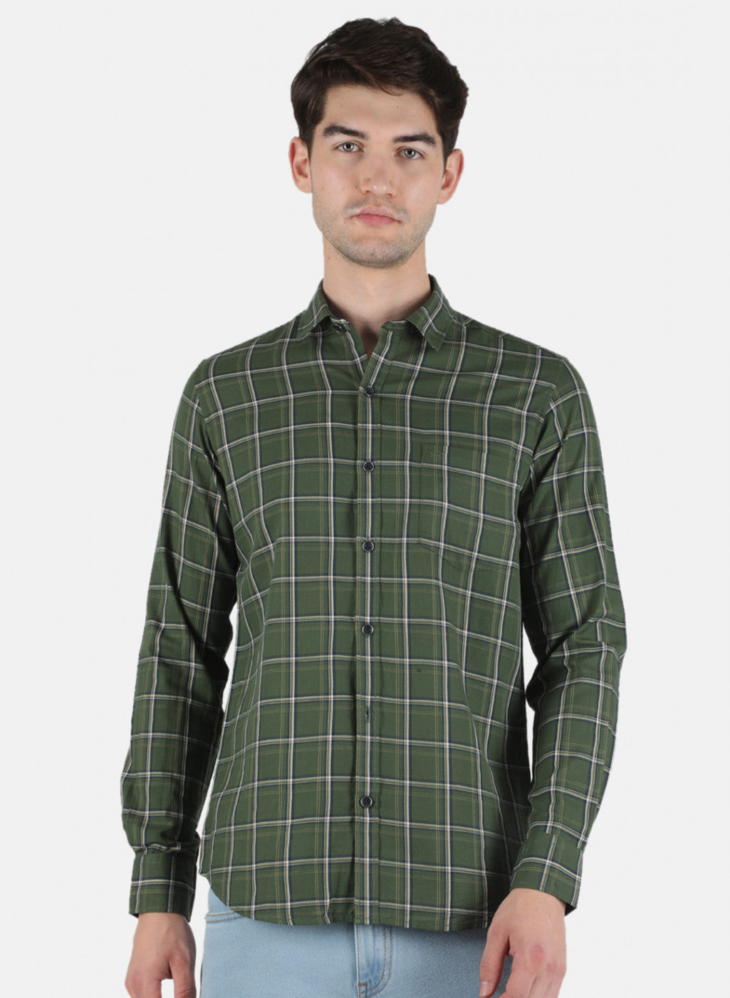 Men Green Check Shirt