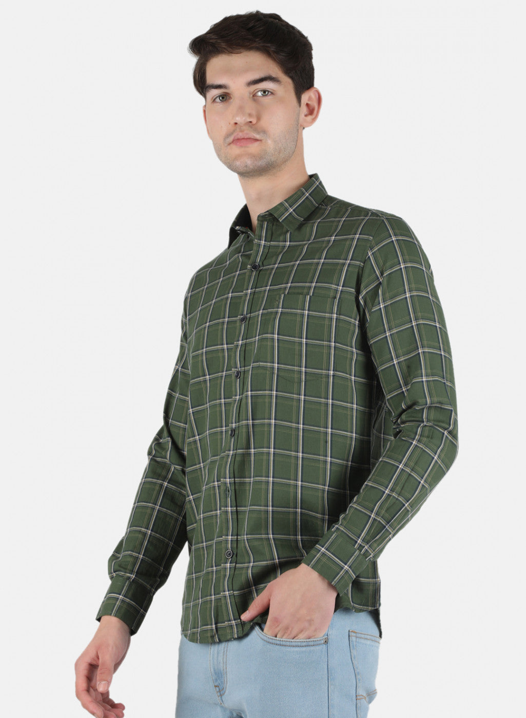 Men Green Check Shirt
