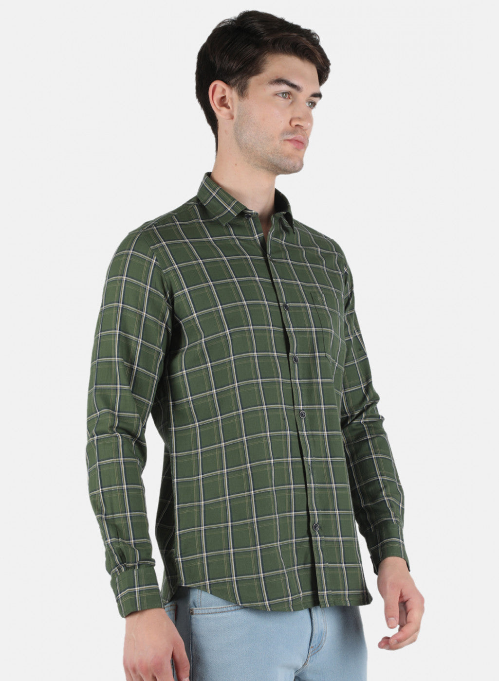 Men Green Check Shirt