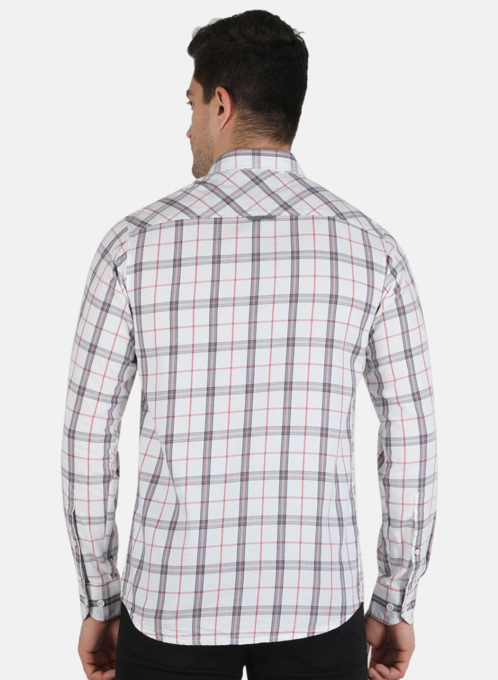 Men White Check Shirt