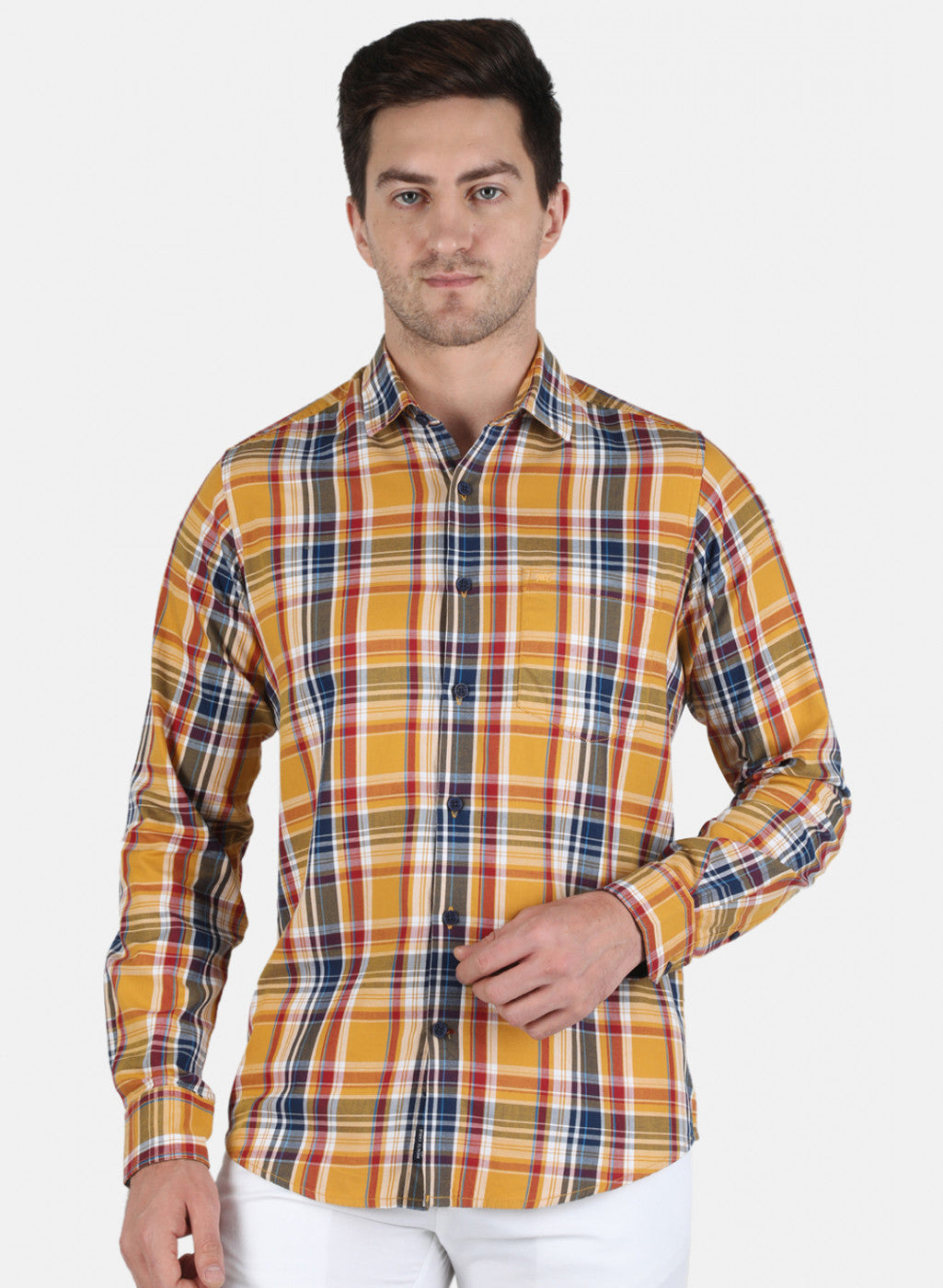 Men Mustard Check Shirt