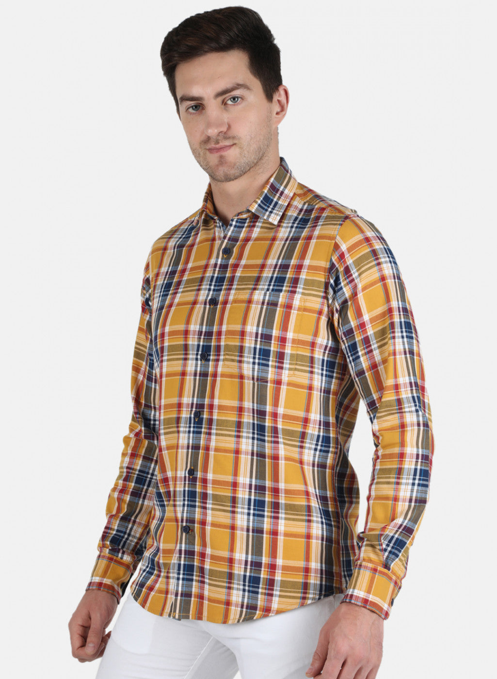 Men Mustard Check Shirt