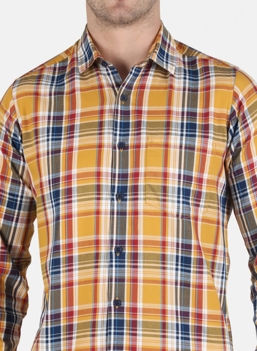 Men Mustard Check Shirt