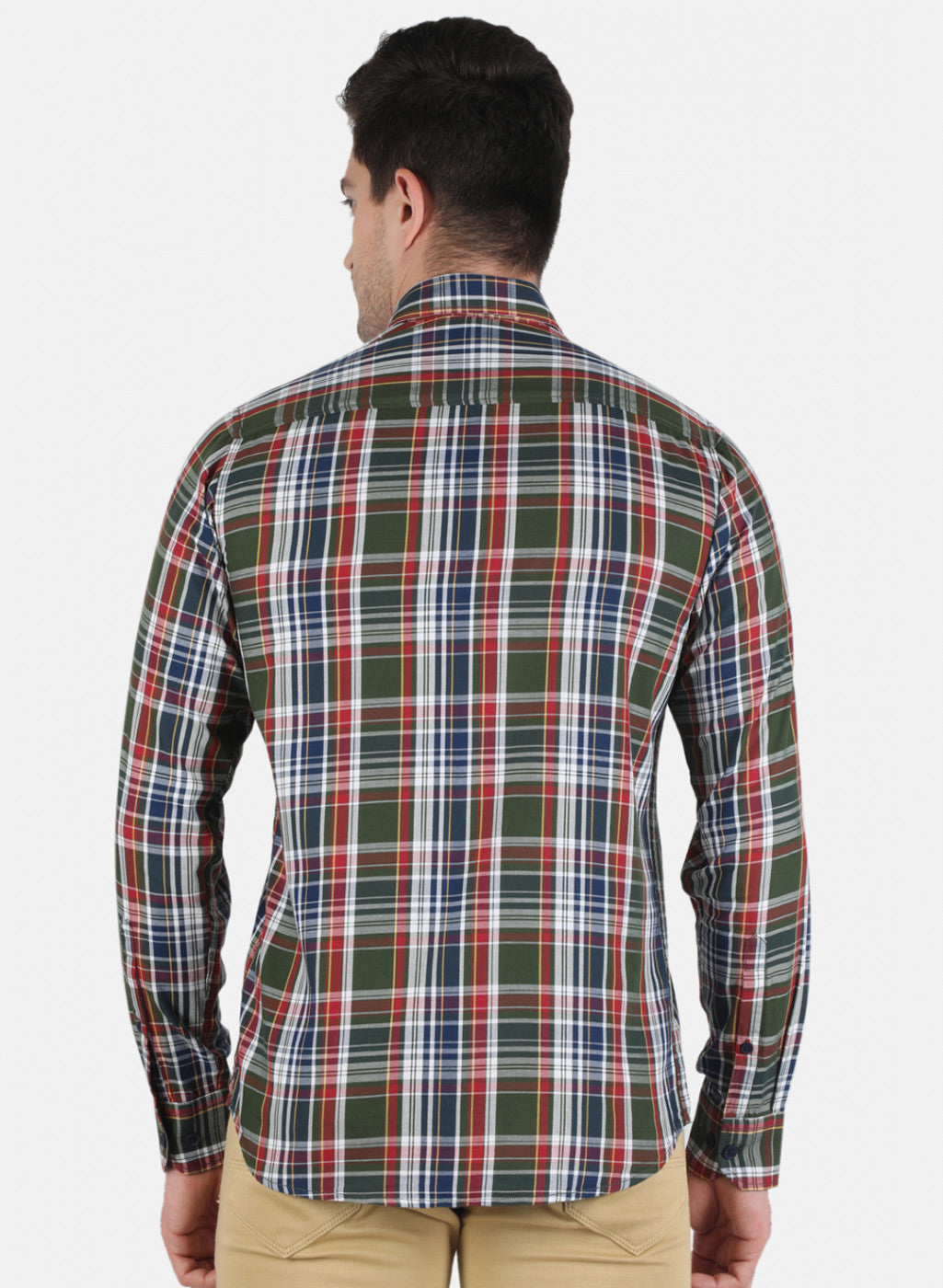 Men Olive Check Shirt