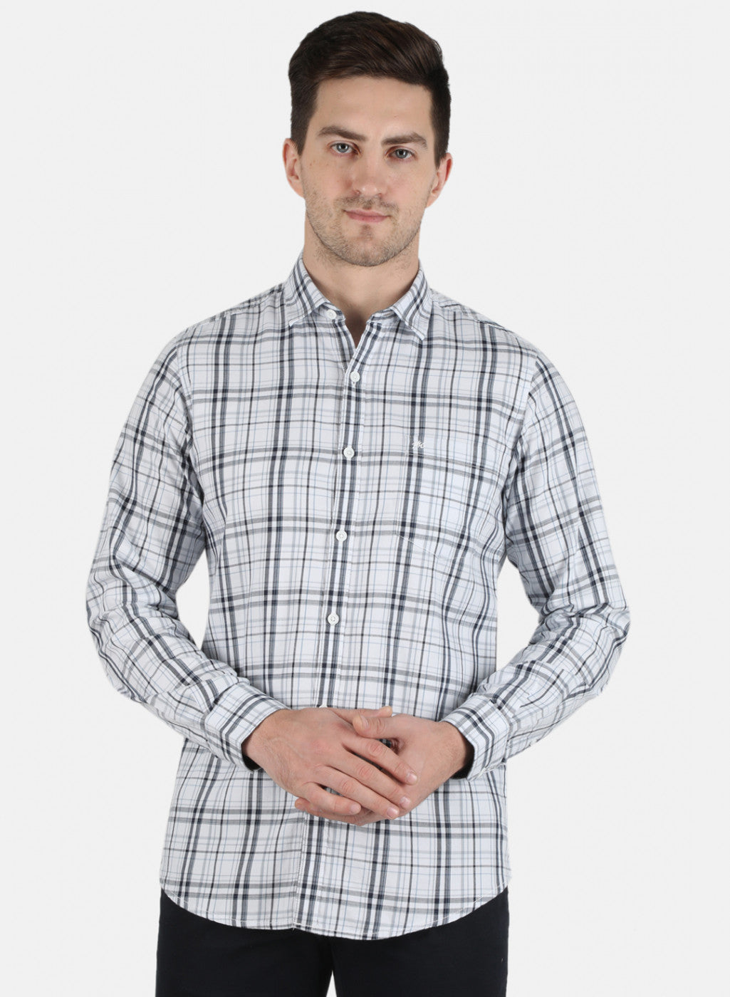 Men Blue Check Shirt