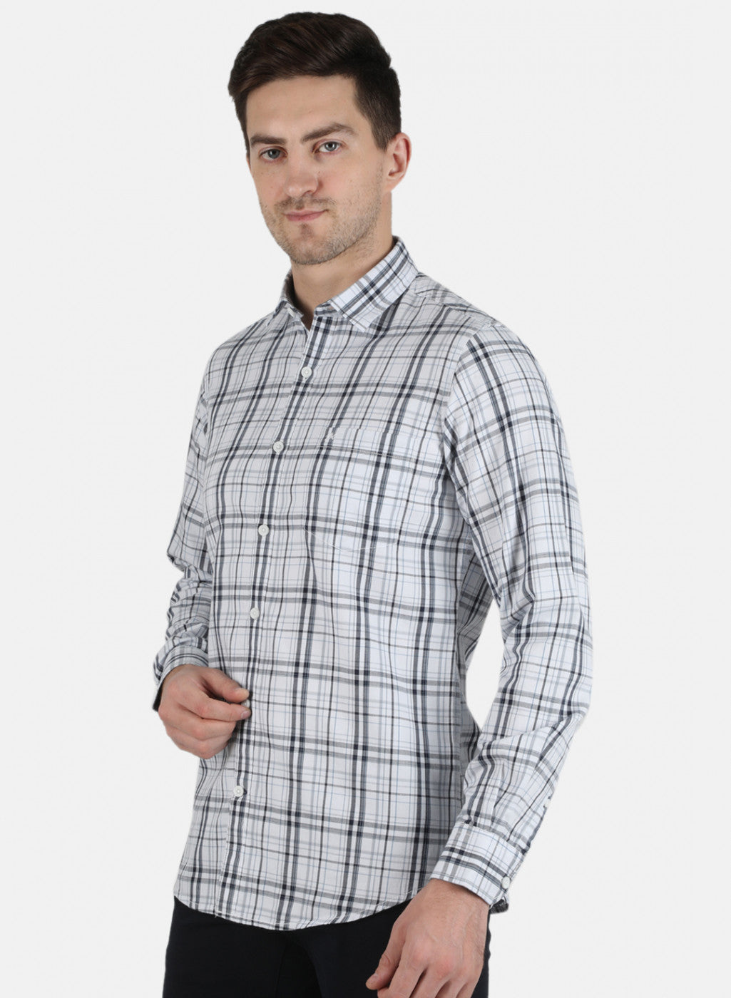 Men Blue Check Shirt