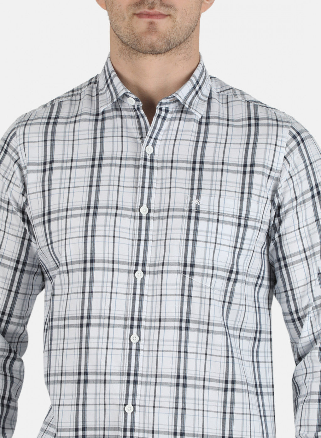 Men Blue Check Shirt