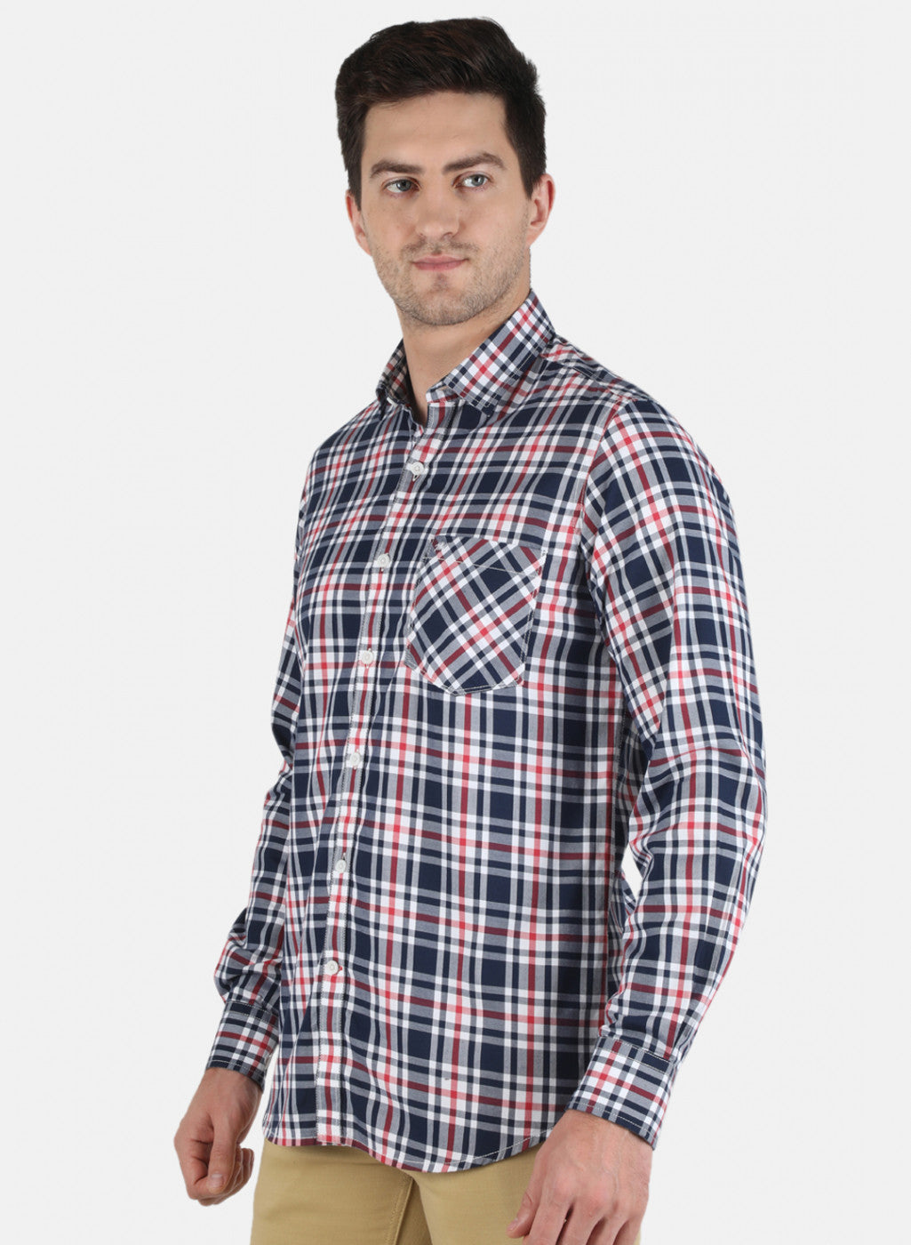 Men NAvy Blue Check Shirt