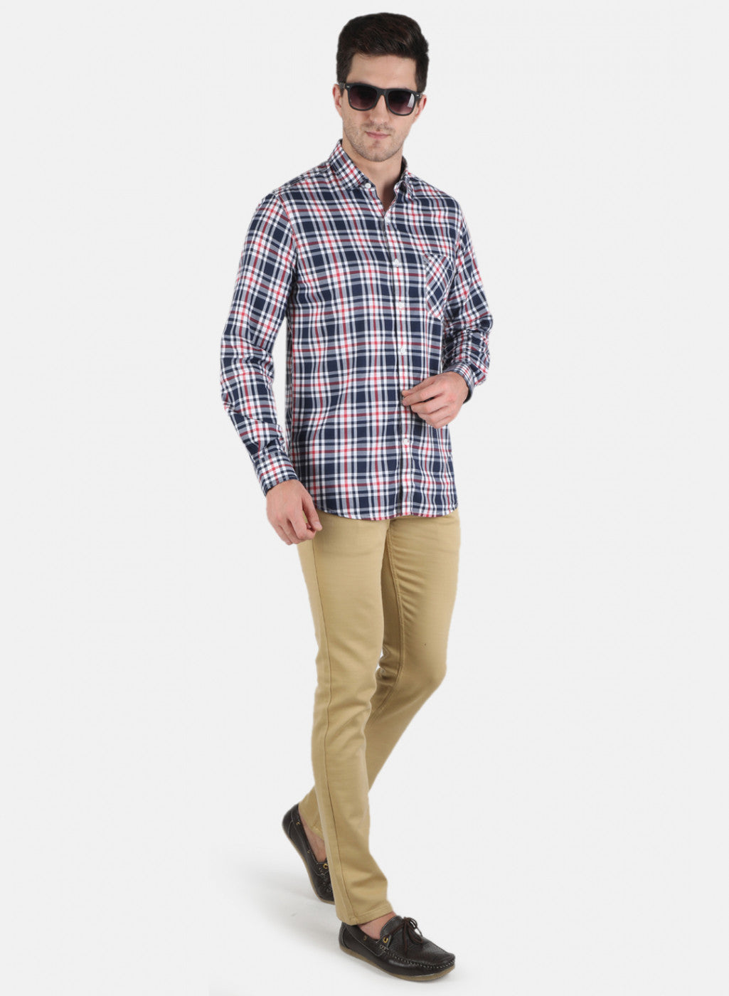 Men NAvy Blue Check Shirt