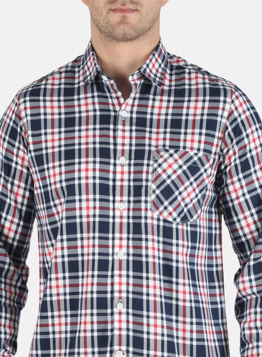 Men NAvy Blue Check Shirt