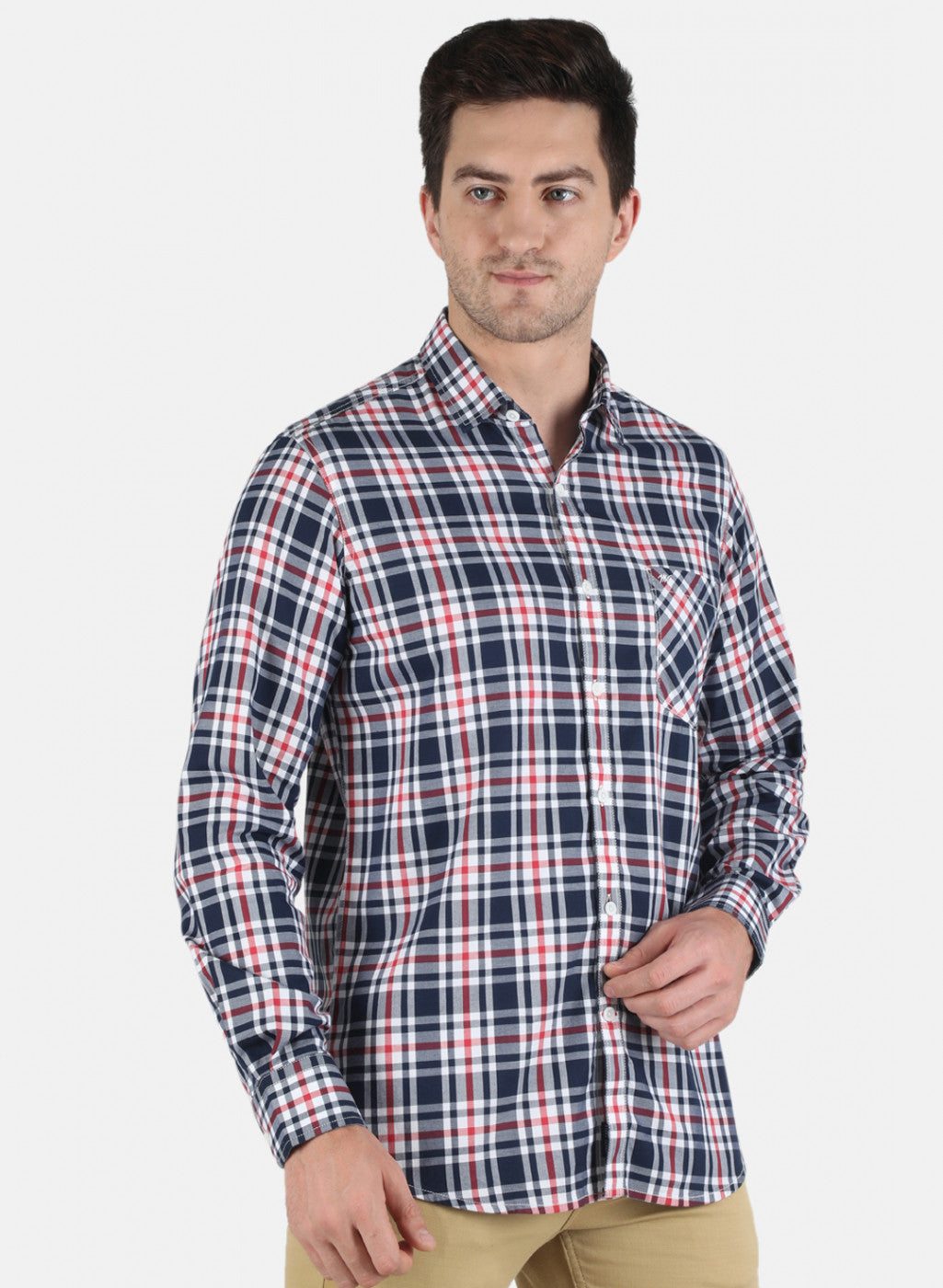 Men NAvy Blue Check Shirt