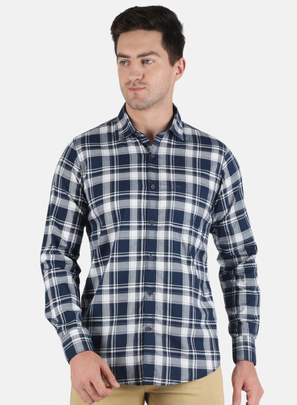 Men NAvy Blue Check Shirt