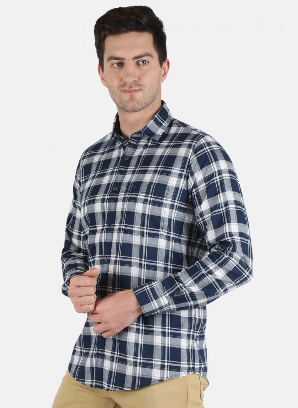 Men NAvy Blue Check Shirt